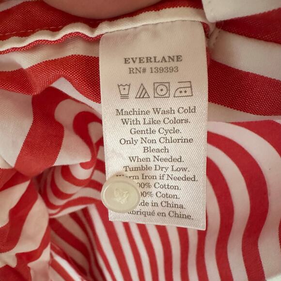 Everlane Orange 🍊 White Stripe Belted Shirt Dress 8 resort vacation wear - Picture 6 of 6